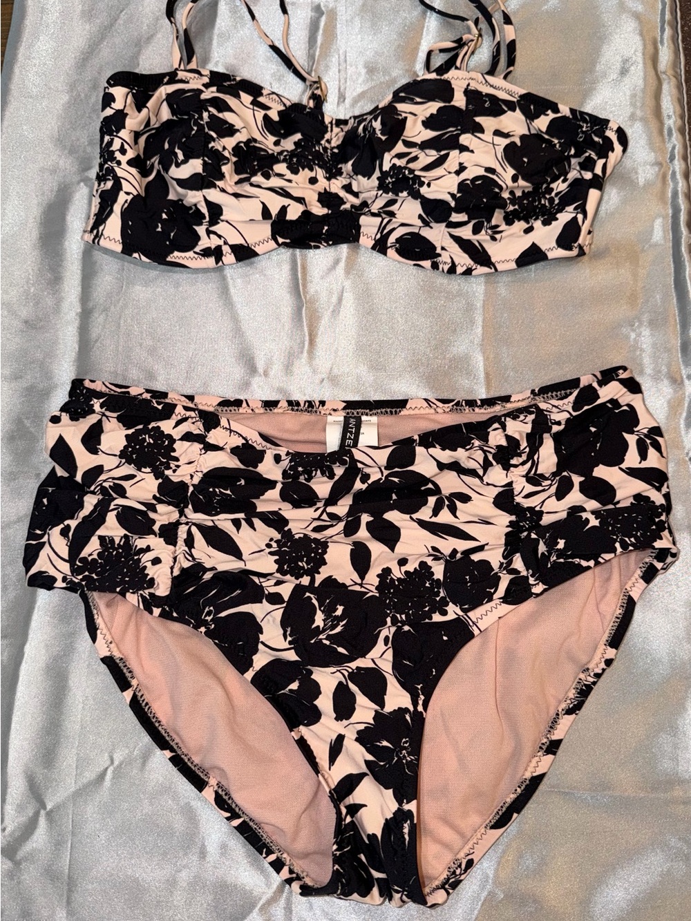 Jantzen Pink and Black Floral Bikini